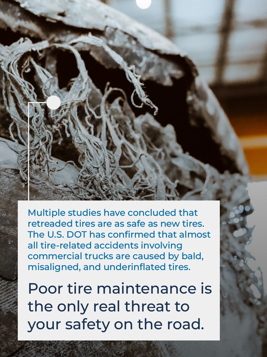 AcuTread's tweet photo. Many people still believe retreaded tires compromise safety, durability, or performance. But that’s a myth—one that’s been busted by multiple studies ➡️

Learn more: https://t.co/b9Yh5Sqtes https://t.co/L5ku2458Mx