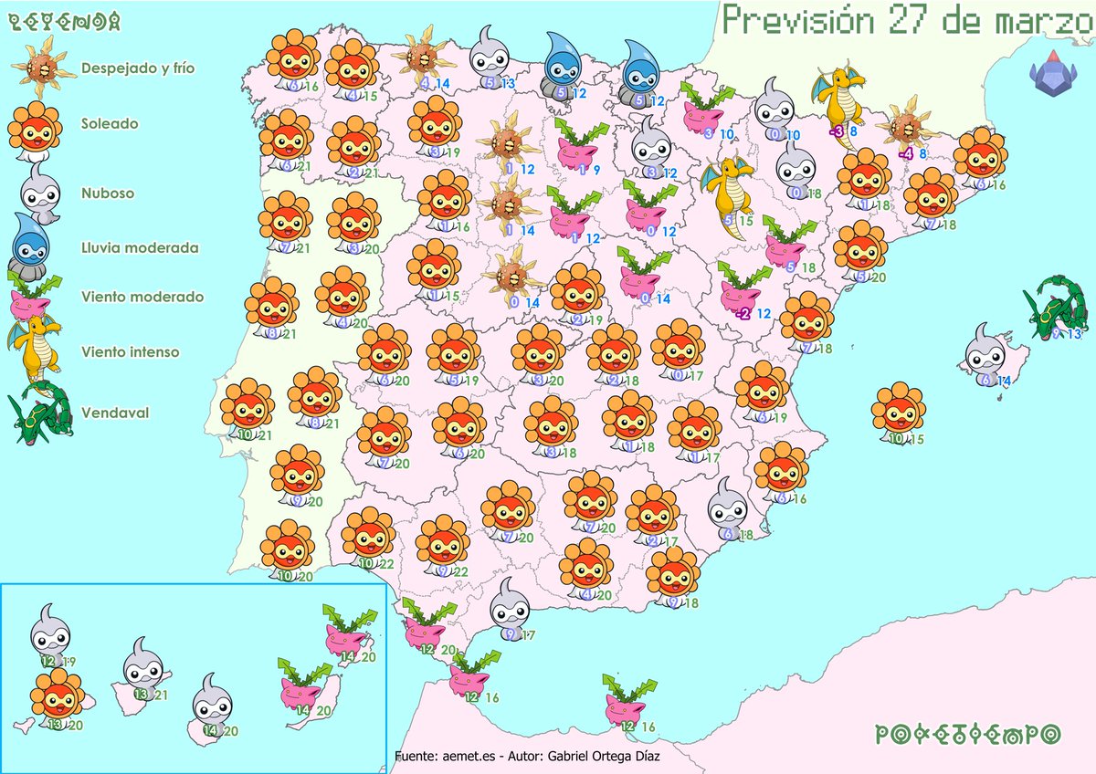 ☀️ Mañana va a seguir el buen tiempo en casi todo el país.
🌪️En el norte entrará viento del ídem que enfriará un poco el día.
🌥️Se va calmando la atmósfera en Canarias.