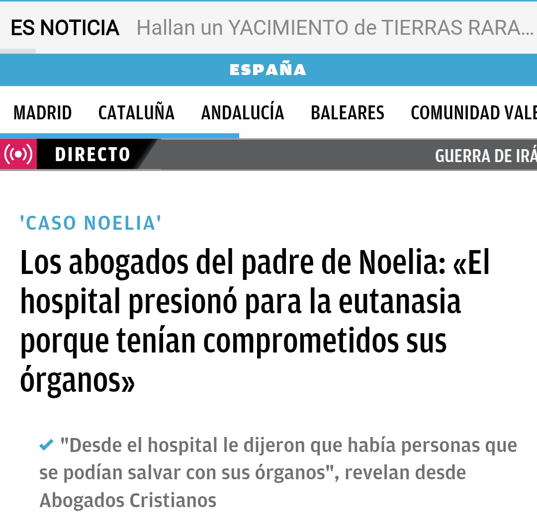 MarieLys_Pell's tweet photo. « Les organes sont déjà réservés » a répondu l'hôpital lorsque la famille de Noelia a voulu retarder l'#euthanasie. https://t.co/Oe4Ta8GBt2