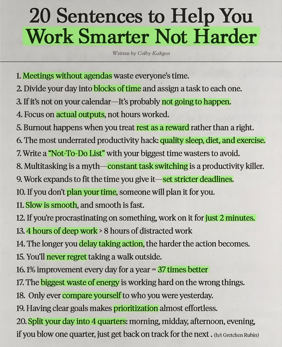 20 Sentences to Help  You Work Smarter not Harder: