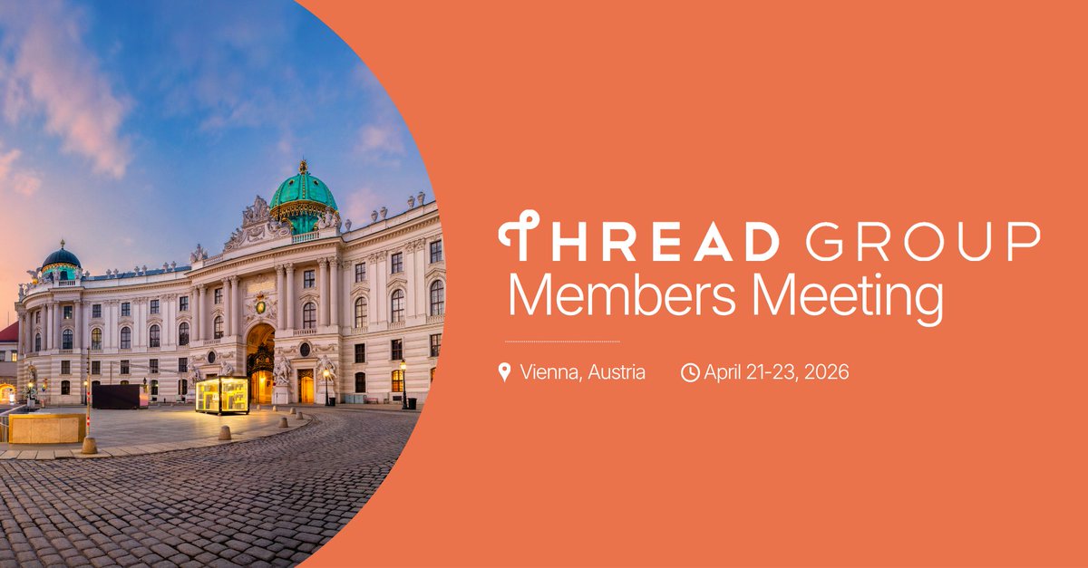 TheThreadGroup's tweet photo. #ThreadGroup is just 1 month out from our Spring #MembersMeeting in Vienna! Have you had the chance to register? Hear more from our committees while doing a deep dive into the world of #IoT!
Learn more about our member benefits: https://t.co/sED6PIvnmb
#SmartHome #TechAlliance https://t.co/recTF5oKJJ