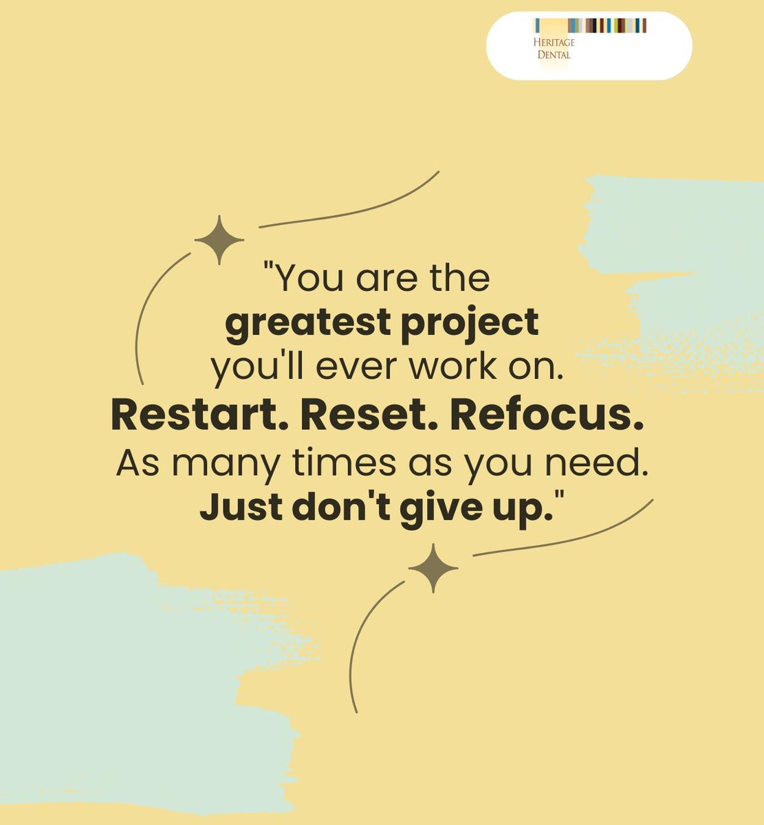 DrBethSkovron's tweet image. Don't give up on yourself because you are the greatest project you'll ever work on. Take a step back when you need it and recharge as many times as you need.

#selflove #selfcare #loveyourself #HeritageDental #Montgomeryville #PA