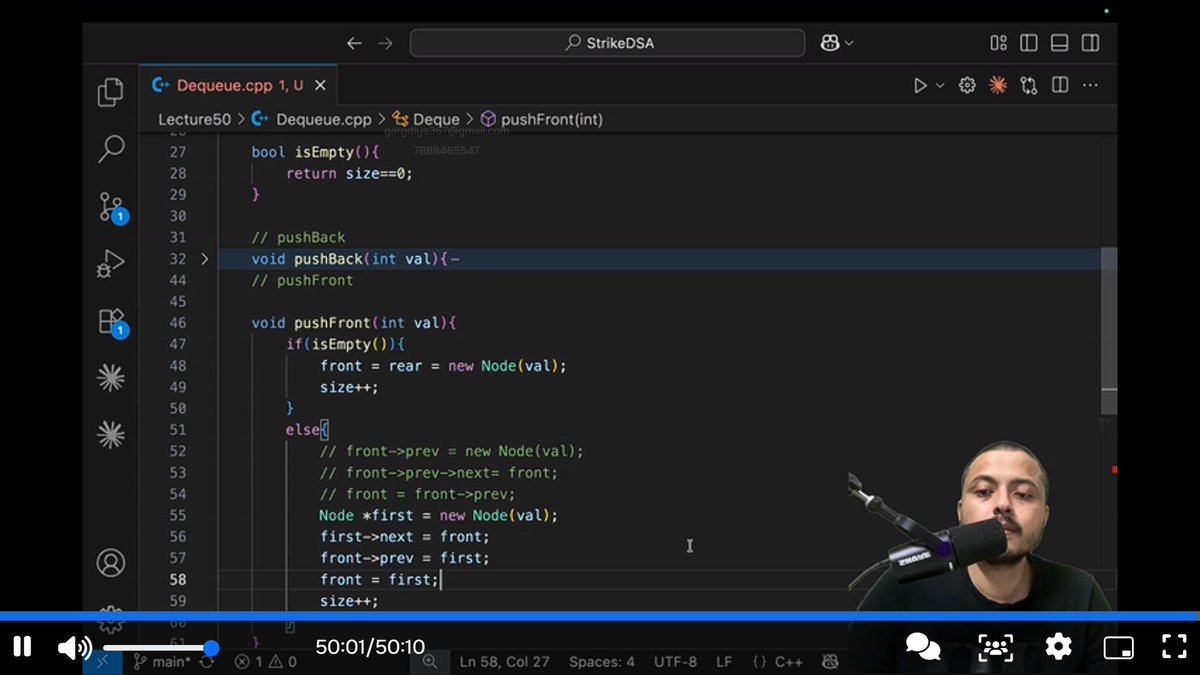 gargdiya367's tweet photo. #Lecture50 of STRIKE DSA by @rohit_negi9 
Today Topic Covered:
    Deque implementation using doubly linked list 
    First non-repeating character in a stream

#strikecoderarmy    #dsaproblems
#dailycoding   #deque https://t.co/7WVUAHnAiJ