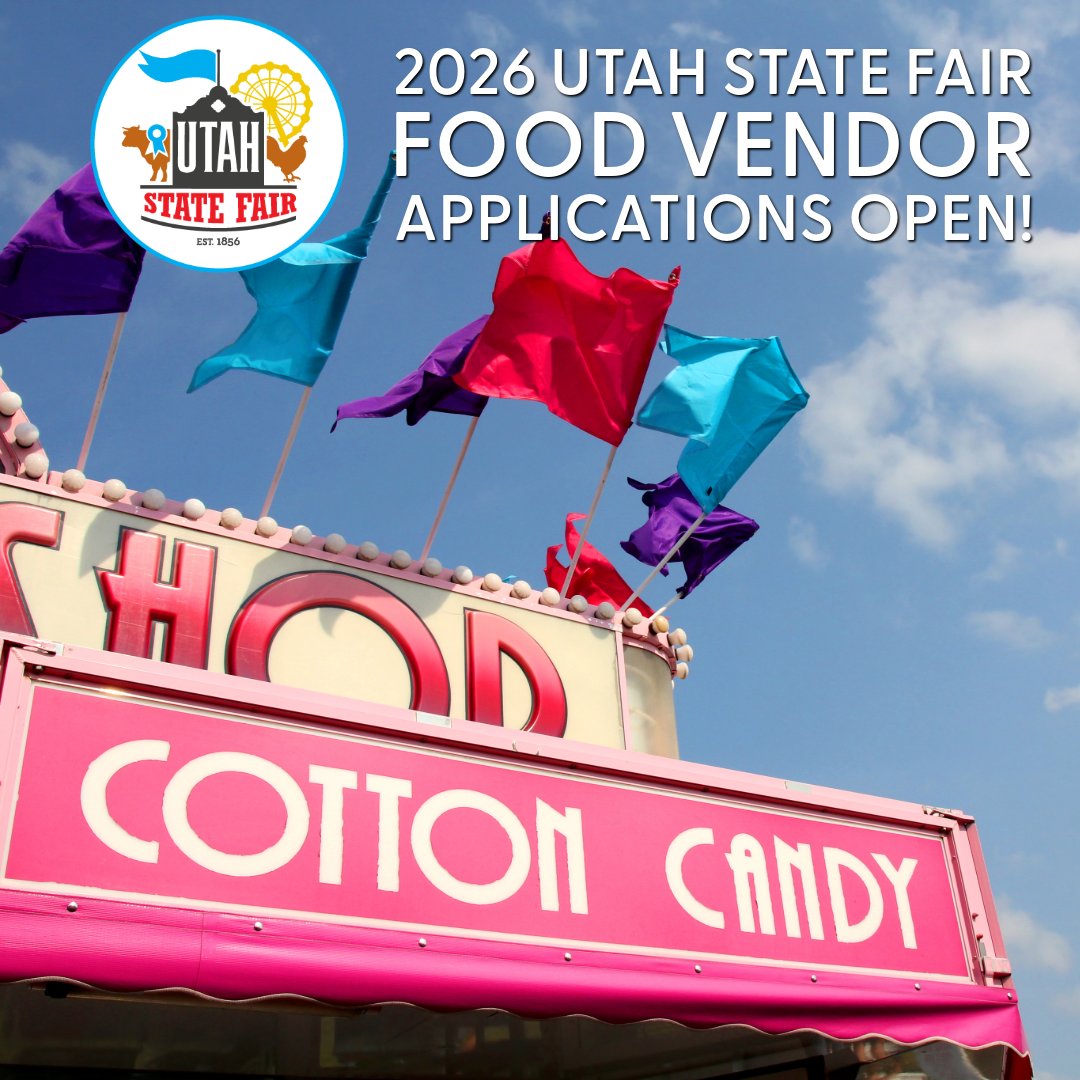 UTStateFairpark's tweet photo. Vendor applications are OPEN!

🛍️ Retail &amp; prepackaged goods 
🍔 Food &amp; drink vendors

300,000+ guests. 11 days. One big opportunity.

Apply now https://t.co/Xa8NQp3XSx https://t.co/XiBqHz5Sss