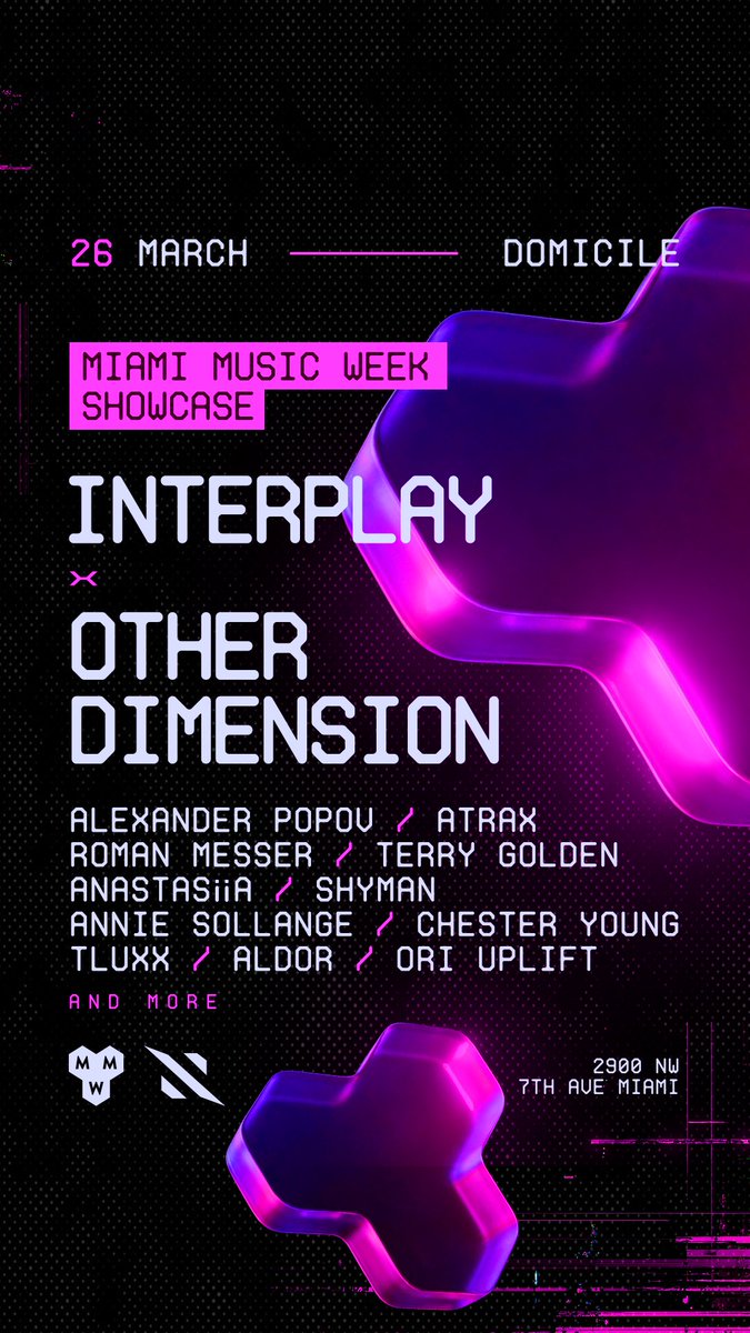 popovmusic's tweet photo. MIAMI MUSIC WEEK 2026 is happening today 🌴✨

Interplay x Other Dimension 
https://t.co/jJejPnZ95U https://t.co/oDvAhoaNzc