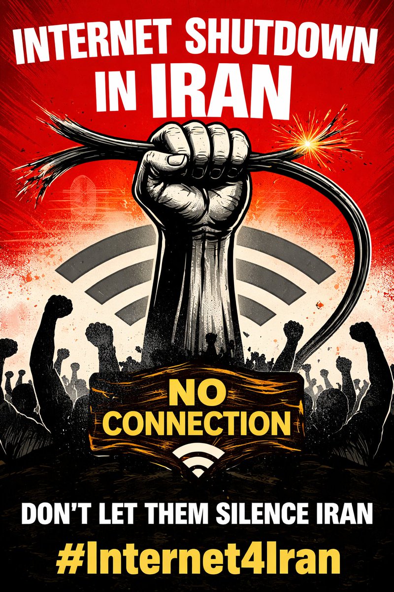 Iran is under a #DigitalBlackoutIran and millions are silenced.
Access to information is a basic right.
<a href="/elonmusk/">Elon Musk</a> <a href="/StateDept/">Department of State</a> please help restore connectivity.

#FreePoliticalPrisonersinIran