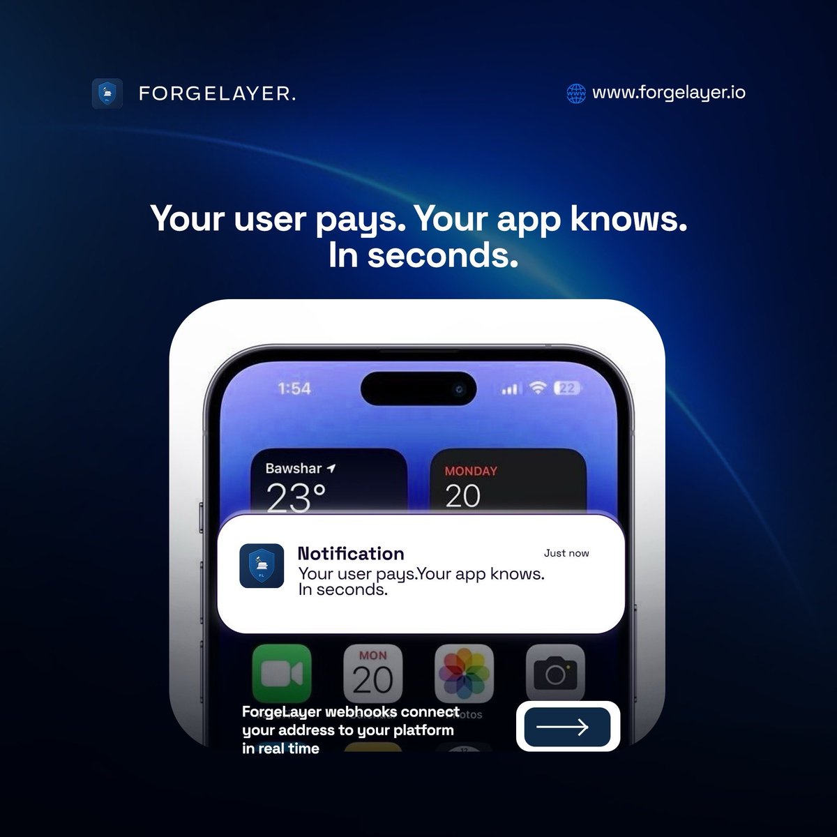 Forgelayer_tech's tweet photo. A payment shouldn’t sit unnoticed.
With ForgeLayer, the moment funds arrive, your app knows and acts.
Real-time webhooks. Zero manual checks. Faster user experiences.
Try it yourself with a free demo
#forgelayertechnologies #paymenttransaction #blockchaininfrastructure https://t.co/yprAXEF55v