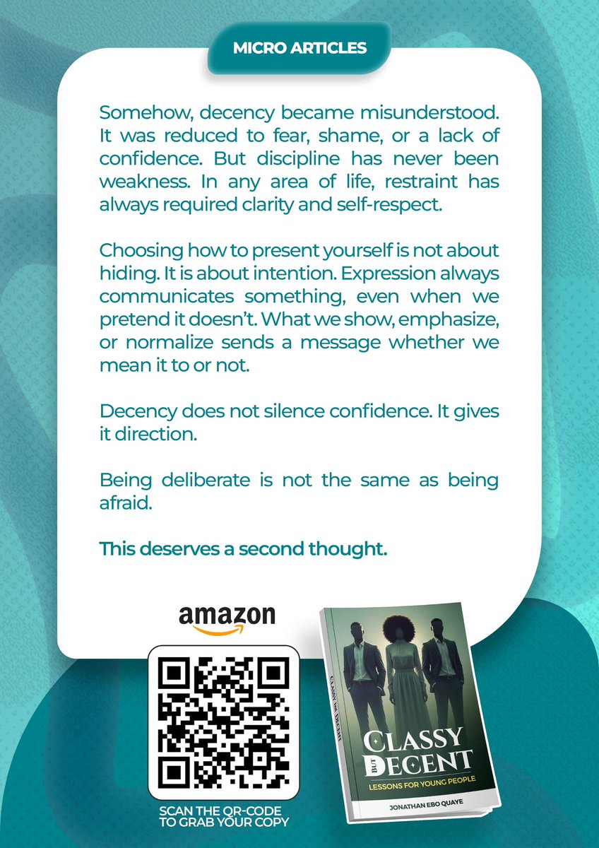 PENSAKNUST1's tweet photo. “What we show, emphasize or normalize sends a message whether we mean it or not”
Be enlightened with much more appealing and educating edifices from
Classy But Decent.
Grab your copy now - Available on Amazon
#ClassyButDecent #LiveonAmazon #CoupletBook
#PENSAKNUST https://t.co/5lWDmujJ6a