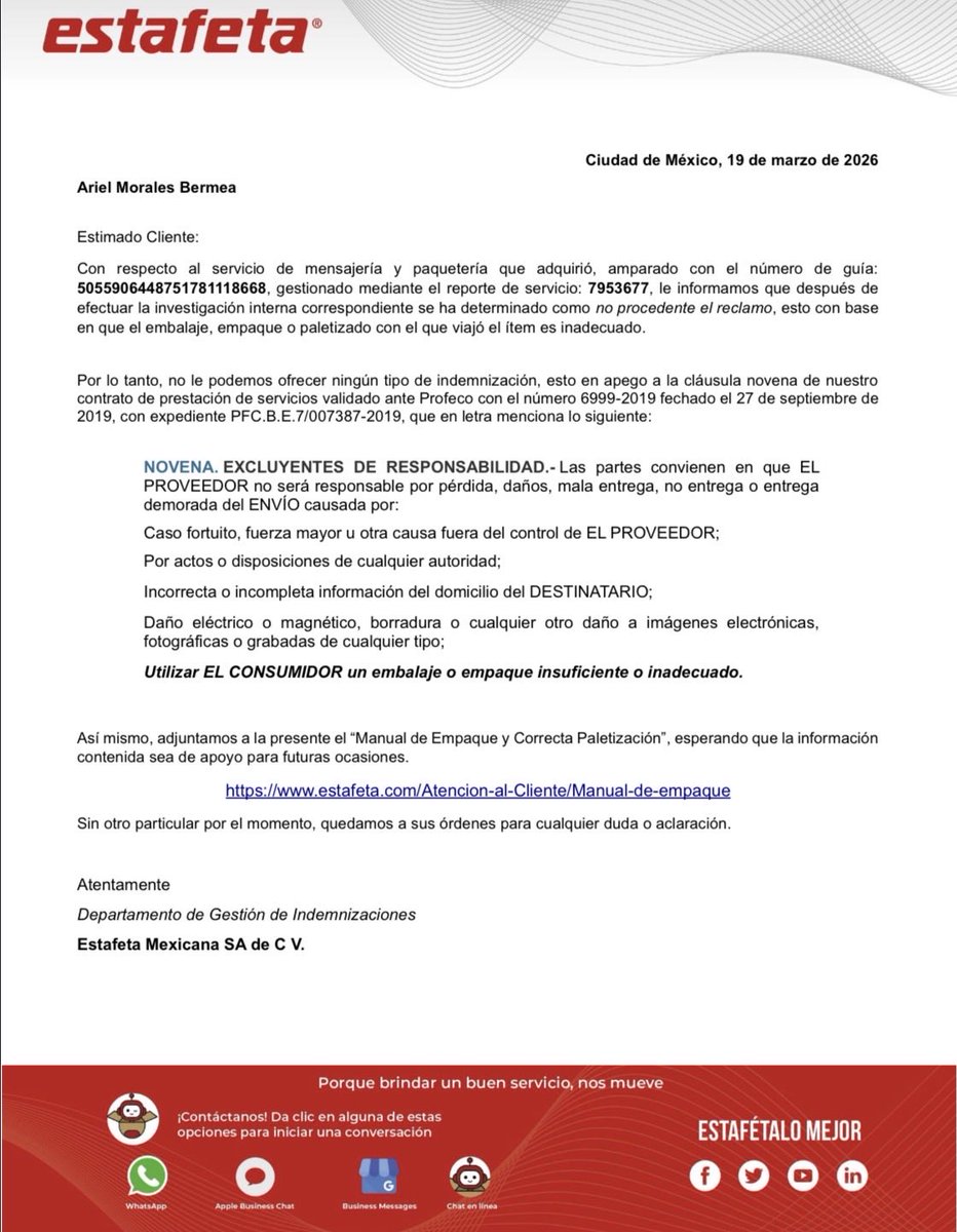 ArielMo14412326's tweet photo. @estafeta a ver si entiendo… si yo contrato sus servicios eso no significa que las cosas van a llegar con total seguridad y que aparte no te harás responsable si un camión le pasa por encima? 
Porque esa no creo q sea la huella de un zapato😆 
Ah y aseguras que @Profeco no ayuda https://t.co/BOXlOWgV7d