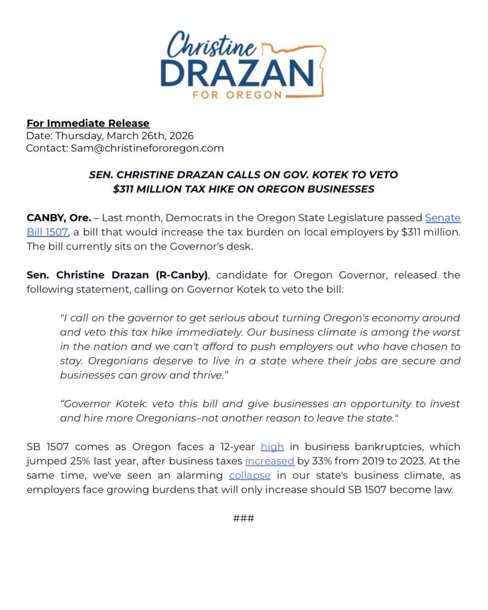 Christine Drazan tweet media