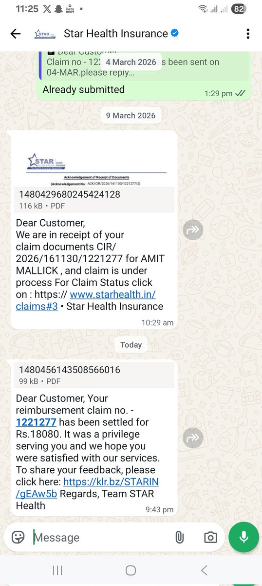 amit9474's tweet photo. @policybazaar @StarHealthIns @policybazaar Sending false statement that settled amount is Rs. 18080/-. 
I have received only Rs. 11050/- Is the star health company is a Lala company? https://t.co/oBXtSkXHQ7