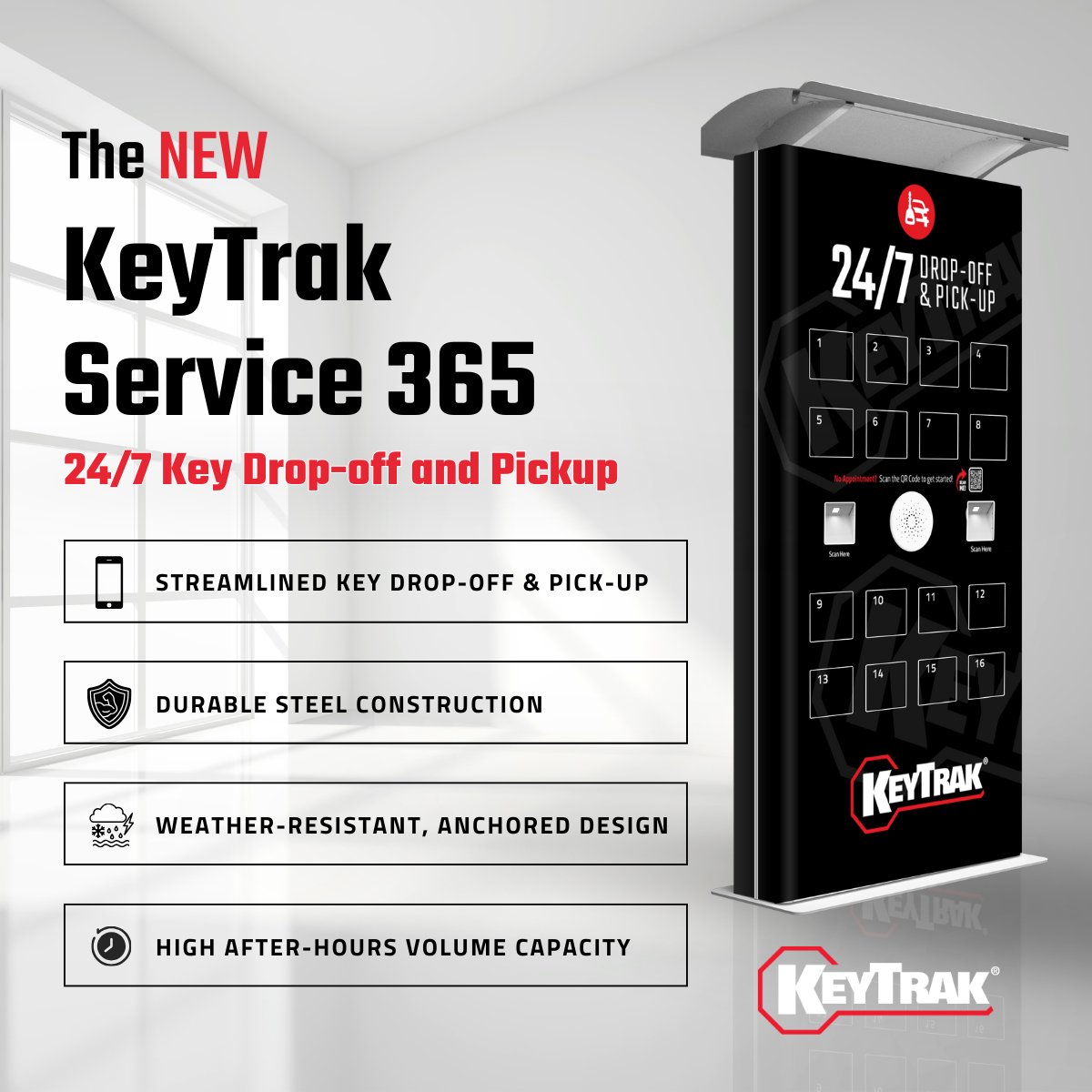The traditional key drop box isn’t enough anymore.

The KeyTrak Service 365 replaces it with a secure, weather-resistant outdoor kiosk that gives customers safe, 24/7 key drop-off and pickup.

Learn more: hubs.la/Q048vdSg0

#KeyTrak #Service365 #FixedOps #Dealership