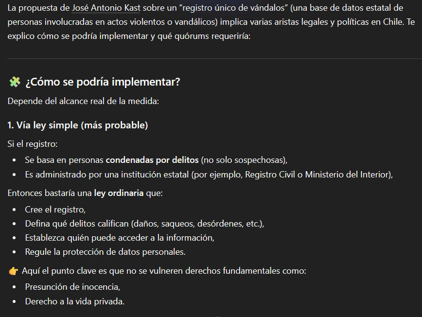 kun_mugai's tweet image. El Registro Unico de Vandalos mas factible para este momento seria por medio de ley simple(1/2), porque para ir mas alla se necesitan 4/7 porque podria vulnerar ciertas garantias constitucionales y eso incluso podria llegar a requerir 2/3.

#Baquedano #Alameda #Vagos #marcha