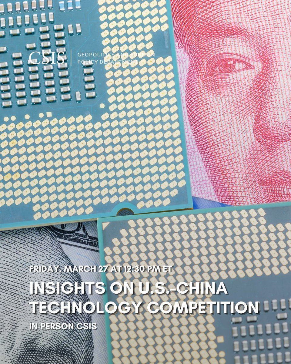 CSISKoreaChair's tweet photo. TOMORROW at 12:30 PM EDT I In-Person at CSIS 

With the U.S.-China summit now set for May 14-15, @CSIS @CSISGeopolitics invites you to a timely discussion on U.S.-China technological competition and the major geopolitical flashpoints shaping today’s world.

Speakers:
- @VictorDCha
- @augama
- @TedWittenstein
- @Henrietta_Ivy 
- Kate Koren
- Andrew Makridis

🔗 RSVP here: https://t.co/G68Opbhr5m