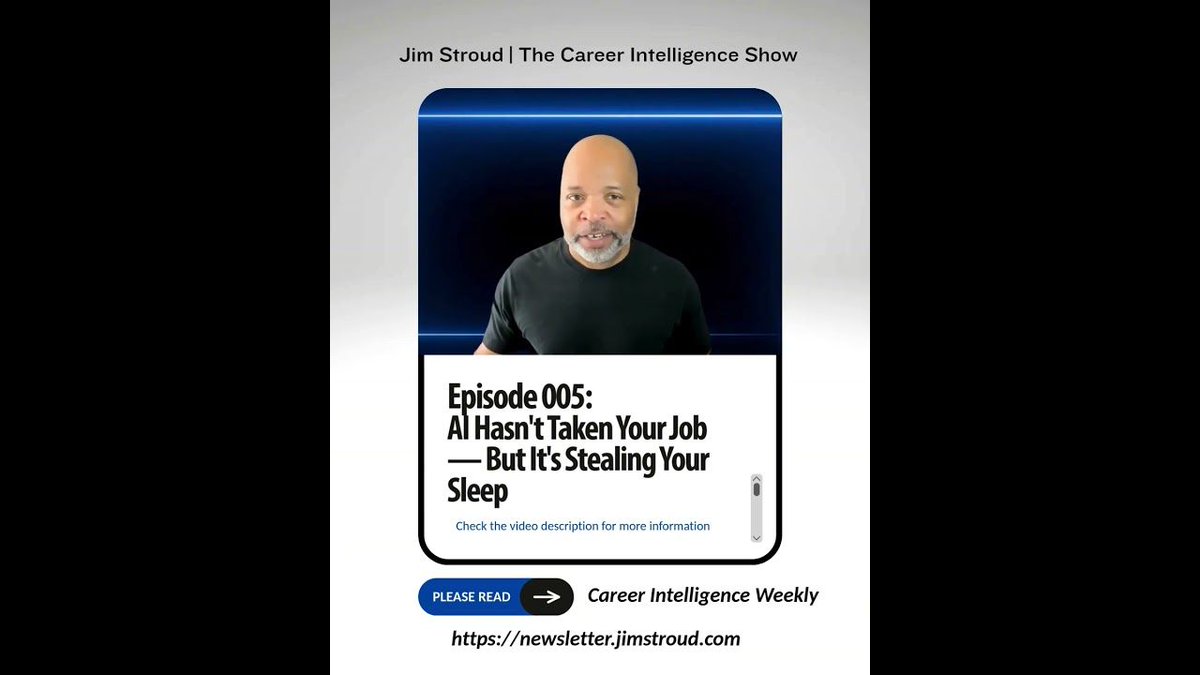 jimstroud's tweet image. AI Hasn't Taken Your Job — But It's Stealing Your Sleep youtube.com/shorts/ibJUVKW… 

#JobSearch #JobHunt #JobHunting #Career #Careers