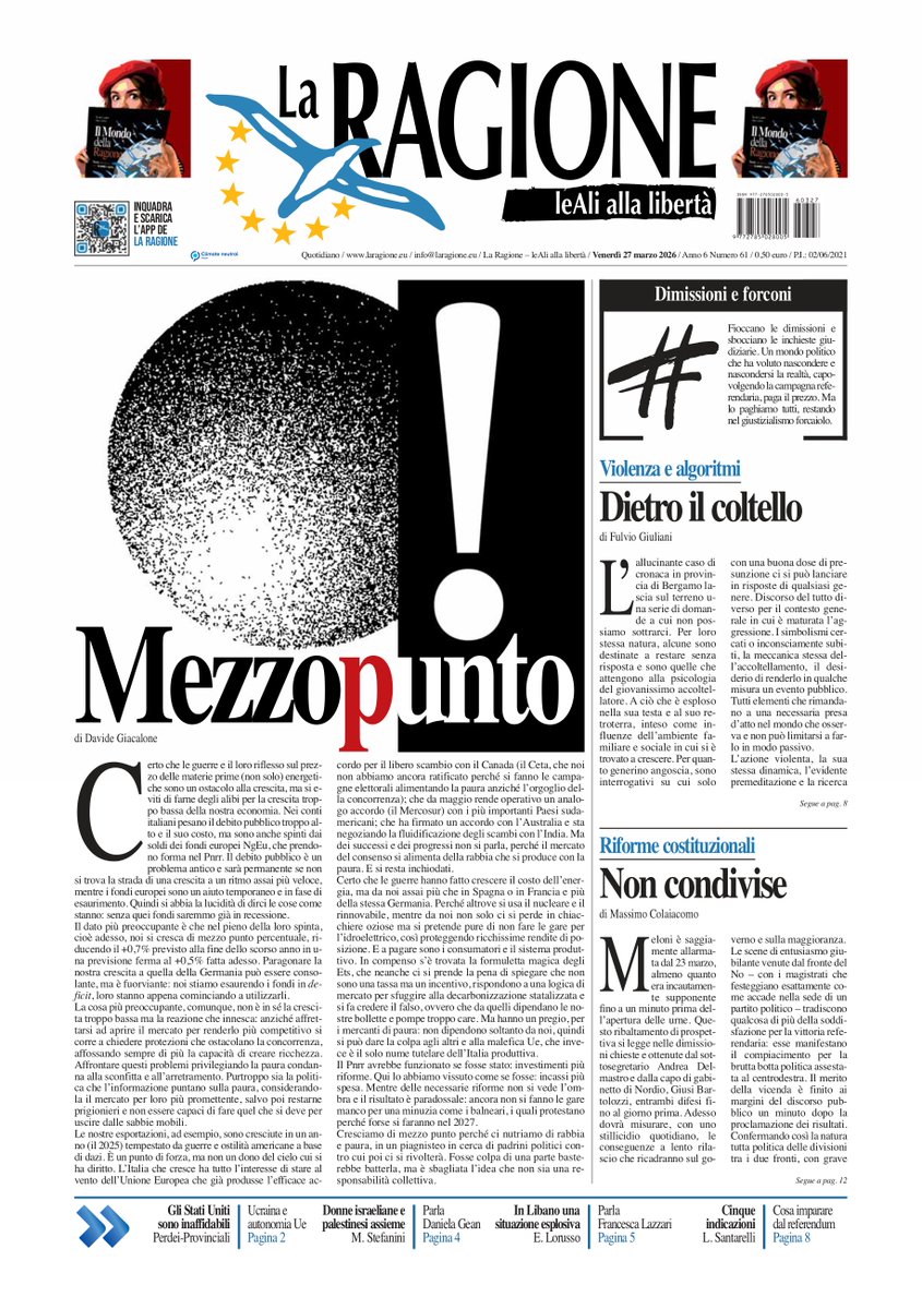 LaRagione_eu's tweet photo. Su #LaRagione di oggi, venerdì #27marzo: #Migranti, #guerre e #riflesso sulle materie #prime, #ostacolo alla #crescita; #Napoli, le parole di #Spalletti; #Dimissioni e #inchieste #giudiziarie; #Bergamo, il caso allucinante di #cronaca; #Meloni allarmata dal #23marzo.
#laprima https://t.co/xWWApzZU3M