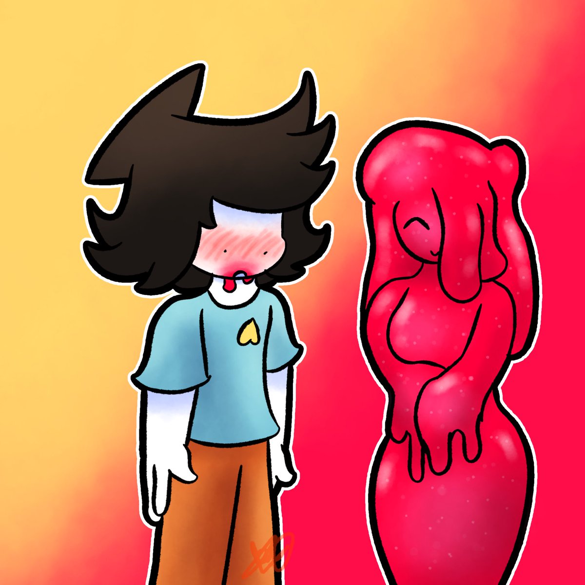 Wao una slime xD Dan x Laura (oc de <a href="/Cadeypop/">Cadeypop</a> ) xD como quedó 
#art #ship #Danships #digitalart #artedigital #dibujo