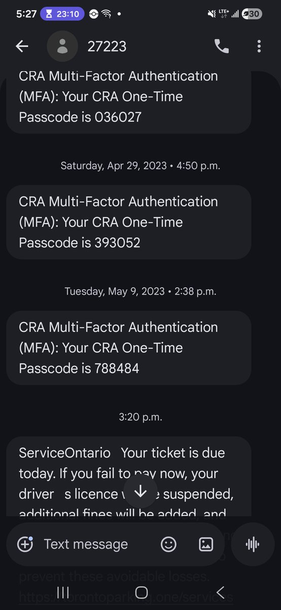TurquoiseTanoo1's tweet photo. @ServiceOntario It's the same # CRA used for multi-factory authentication... https://t.co/6l6WUDR0BF