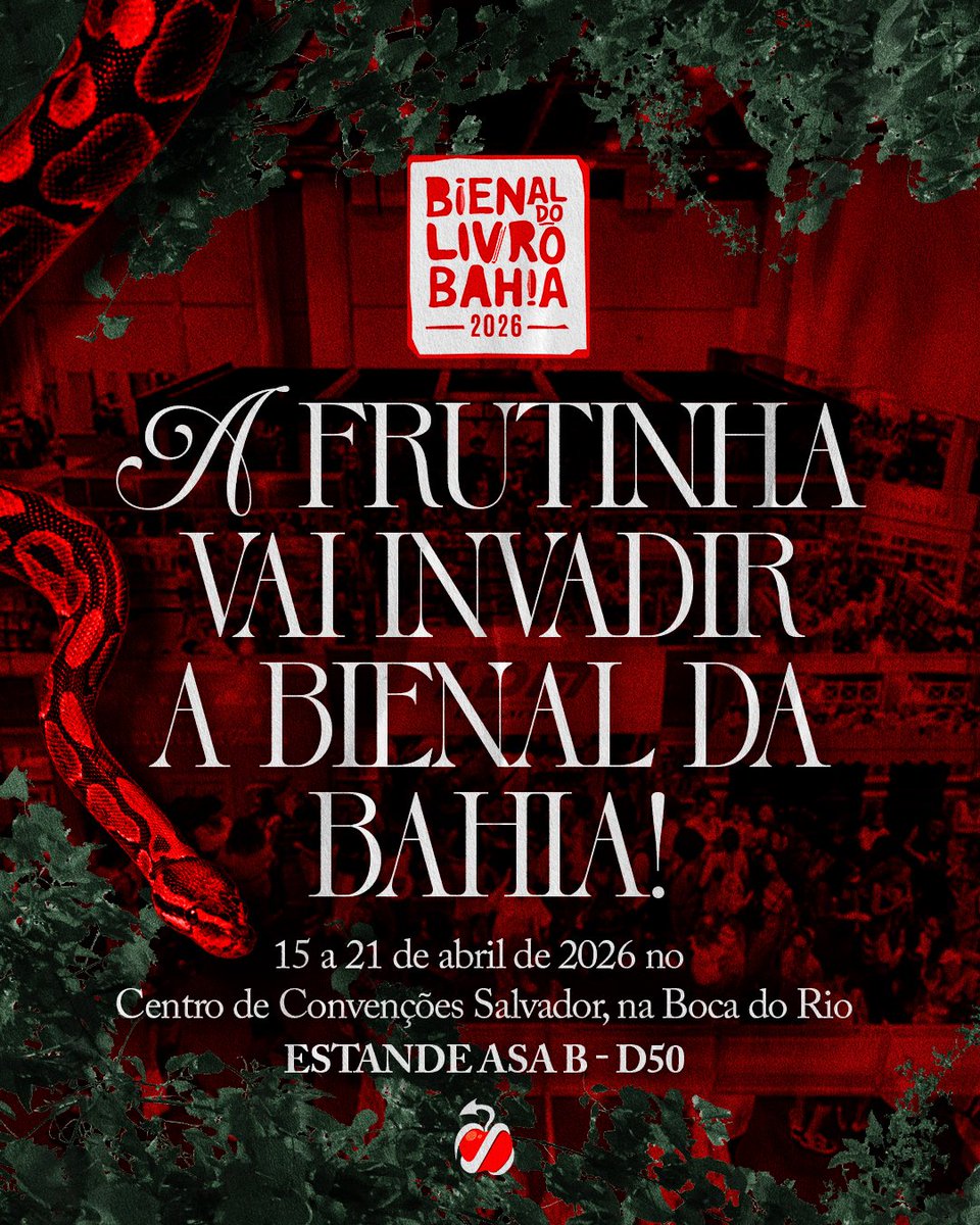 FrutoProibidoEd's tweet photo. Vai ter Frutinha causando na Bienal da Bahia, sim!🍎
Quem já está se preparando para sair do nosso estande de mãos lotadas de livros proibidos, hein?🤭
#bienal #bienalbahia #editora #livros https://t.co/THtBDGwNlq