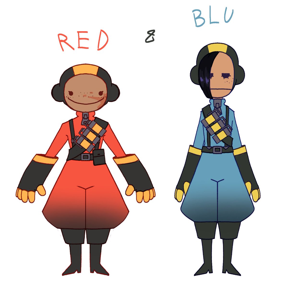 _just__sue_'s tweet photo. BEHOLD, my Takes on blu and Red pyro
(Personal hc is that blu mercs are not clones, they're just pretty similar to Red mercs)
Should i make the others?
#tf2
#pyrotf2
#teamfortress2 https://t.co/TdBt6hC5S2