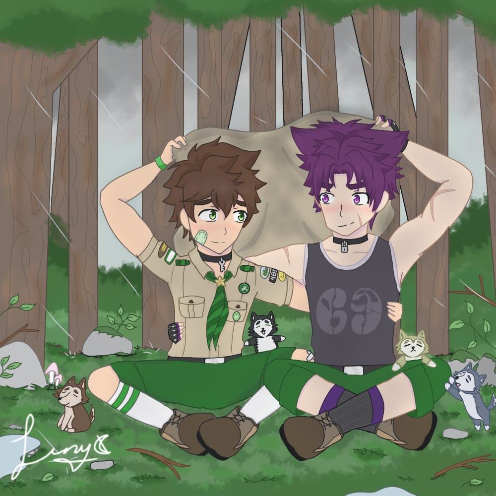 Holaxd22012329's tweet photo. Date under the rain! 💚💜🌧️🌲

(MY FAV SHIP FROM CAMP BUDDY "KEICHI"! 🐺💜×💚🐸)

#KeitaroNagame #YoichiYukimura #Keichi #CampBuddy https://t.co/GLCd0n3P4u