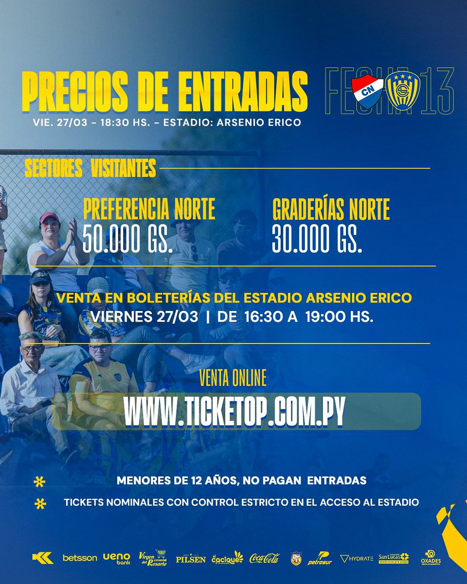 SpLuquenOficial's tweet photo. 🎟️ Ya están disponibles las entradas para el partido ante Nacional

💻 Conseguí la tuya en https://t.co/P3oltT9dUB

🏟️ Mañana también en el Arsenio Erico

¡Vamos juntos, Kure Luque! 🔵🟡🔥 https://t.co/XWRYCmSLmi