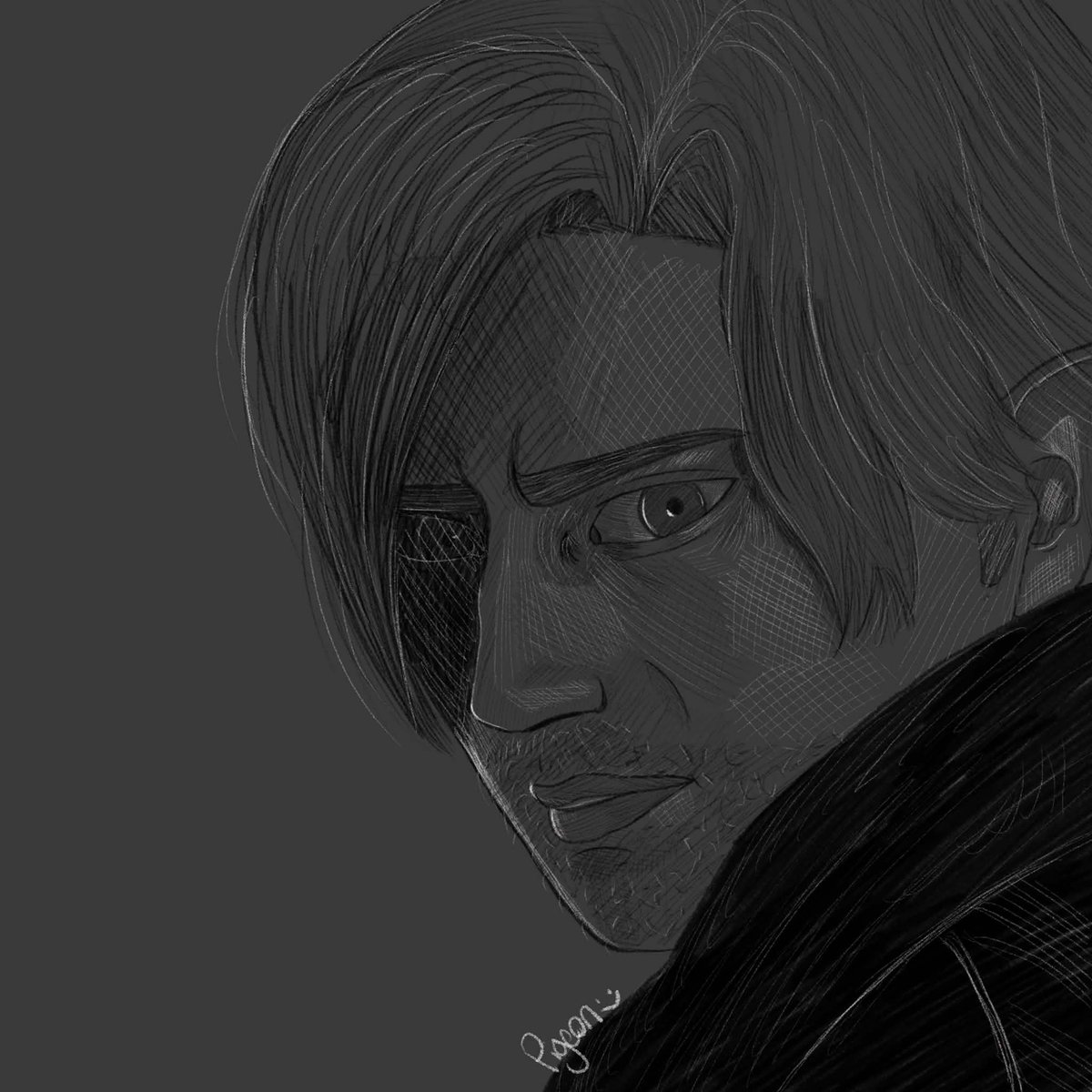 Says something twitter worthy (My friends wanted me to draw Leon Kennedy)