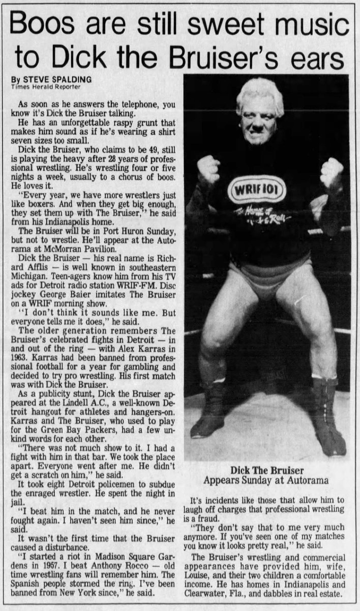 03/26/1983; Times Herald
Port Huron, Michigan
#Wrestling #DickTheBruiser
🛜 linktr.ee/rasslepod