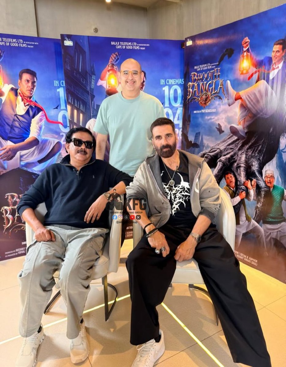AKFansGroup's tweet image. PIC - Akshay Kumar and Priyadarshan Spotted during Bhooth Bangla Promotion recently

#AkshayKumar𓃵  #BhoothBangla