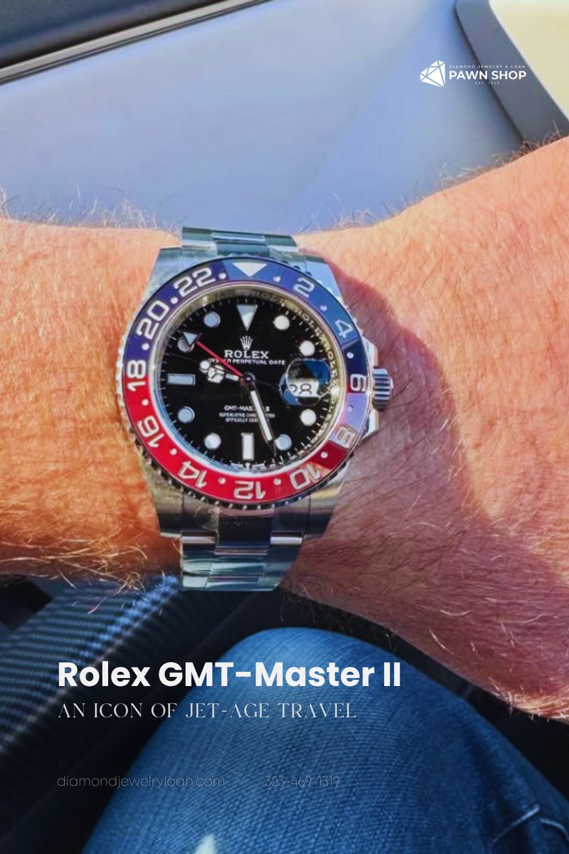 Heritage of the 1955 GMT-Master created for airline pilots and world travelers.
Rolex GMT-Master ||

diamondjewelryloan.com
#rolex #LApawnshop