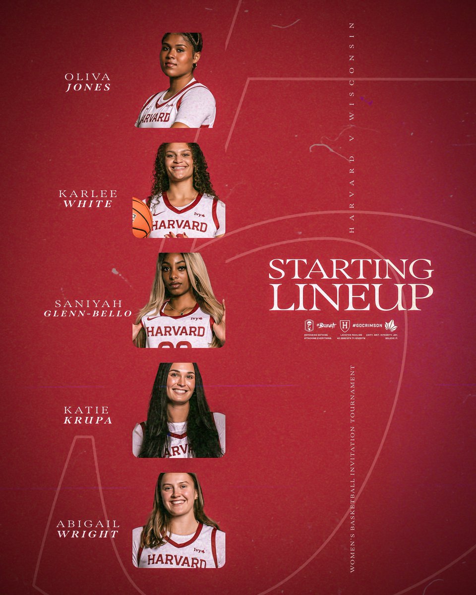 HarvardWBB's tweet image. First five versus the Badgers.

📺 gocrim.info/ESPNWBITvWIS
📊 gocrim.info/STATSvWIS

#GoCrimson x #BelieveIt