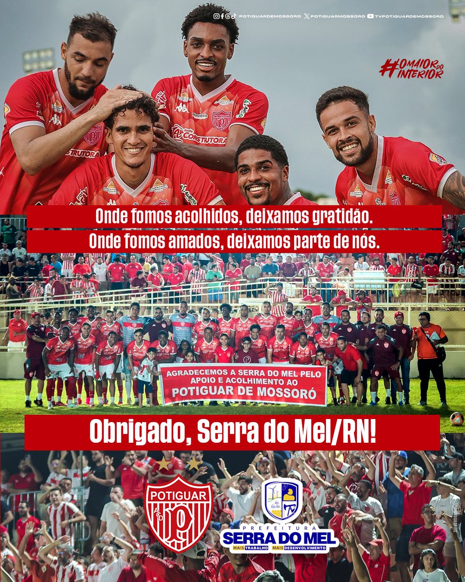 potiguarmossoro's tweet image. O Potiguar agradece à Prefeitura de Serra do Mel, ao prefeito Kênio Azevedo e à Sec. de Esportes, Sthefany Mendonça, pela parceria no Campeonato Potiguar 2026.

O “Fião” foi essencial na nossa campanha. Obrigado também à população pelo apoio! 🤝⚽

#ACDP