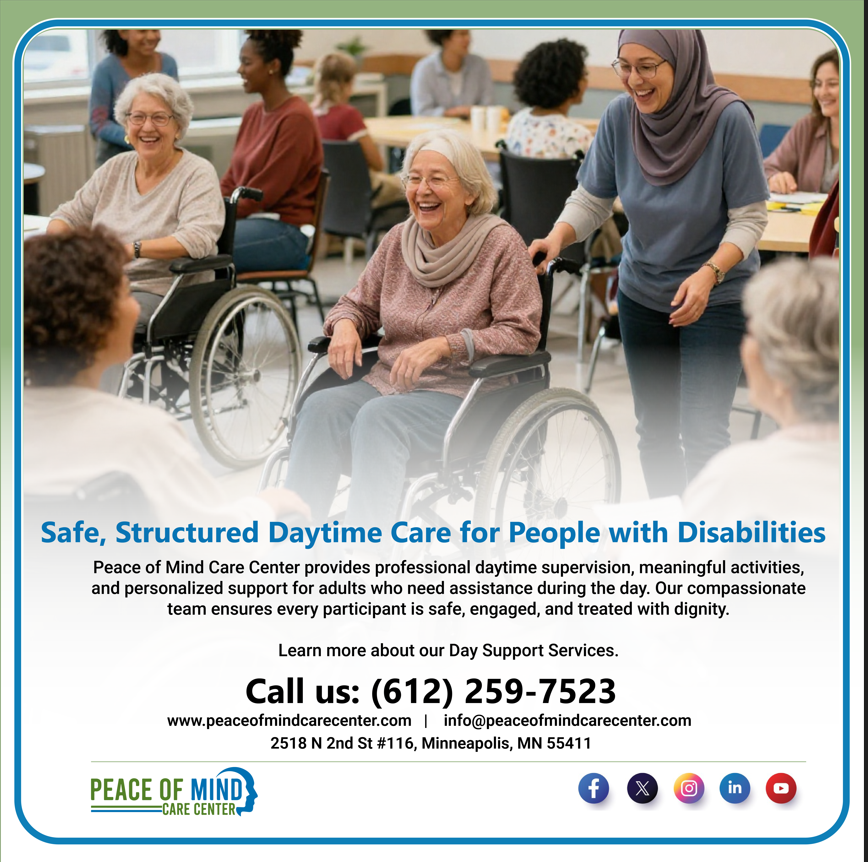 PMCCMN's tweet photo. We provide safe, structured day support services for people living with disabilities in Minneapolis.

Schedule a Tour Today💙
📞 (612) 259-7523
🌐 https://t.co/GkiE7XqT2a

#PeaceOfMindCareCenter
#AdultDayCare
#CaregiverSupport
#SeniorCare
#CommunityCare
#MinneapolisMN https://t.co/QG1cHZflZm
