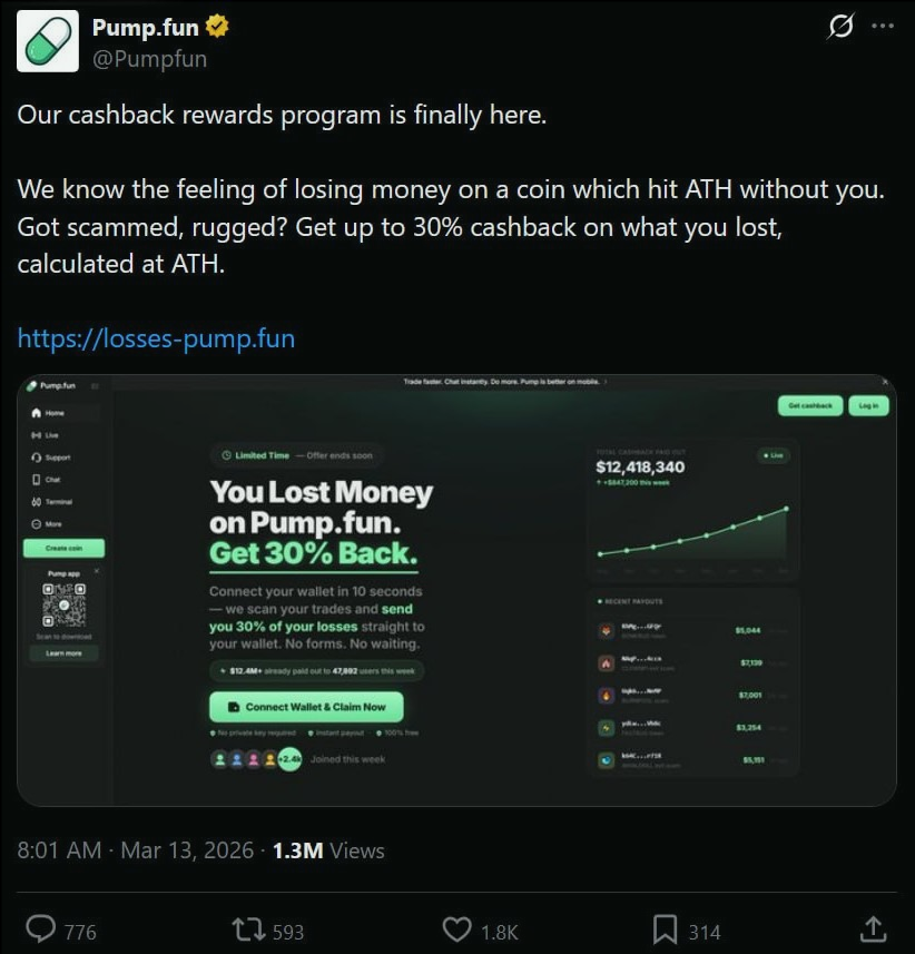 kris_isaaccc's tweet photo. Ever lose money on pump? https://t.co/hNZdQJZHcv gives some back.

Get up to 30% cashback on your losses from rugs or bad buys, based on your personal ATH.

🔗 https://t.co/VsQmEurIrs

 $BUIDL $SOL #Markets https://t.co/NXlKQ1314h