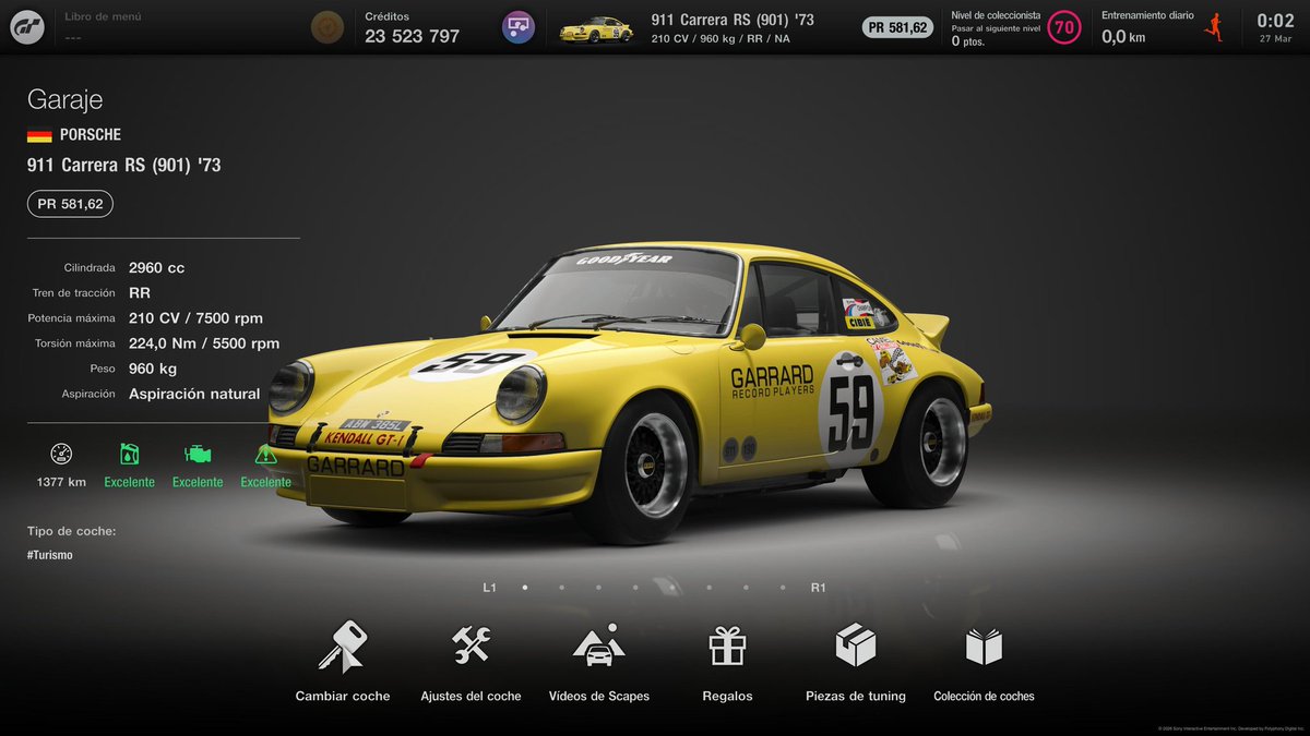 LoboJAC009's tweet photo. Gran Turismo 7 
Reglaje/Setup: Grupo 4 (GT) Base
Coche: Porsche 911 Carrera RS (901) 1973
Potencia: 210 CV
Peso: 960 Kg
Kit Carrocería Ancha: Instalada

#granturismo #playstation #setup #porsche https://t.co/J5ID6ip31Z