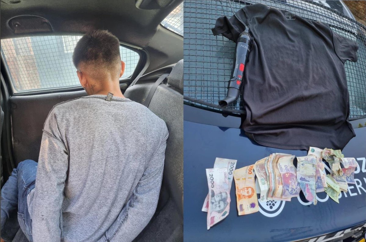 MATIPASCUALETTI's tweet photo. ATENCIÓN 🚨🚨🚨
Entró a robar a una librería simulando tener un arma, pero era un secador de pelo. Cuando intentó darse a la fuga, personal de la Comisaría 50 de Godoy Cruz y de la Policía Motorizada montaron un operativo y lograron su aprehensión. Se recuperó lo robado. Sucedió en calle América de Godoy Cruz. @radionihuil
