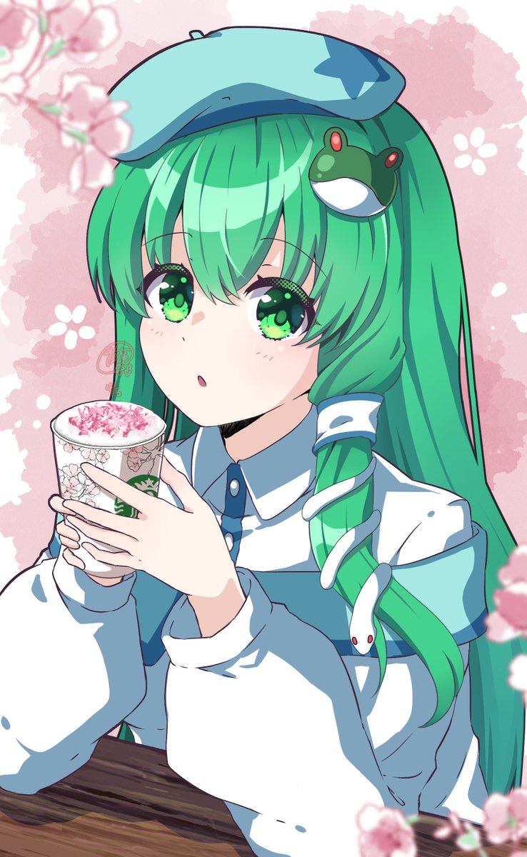 桜ミク 「本日のお題が「#春」なので 春と言えば最初に思い浮かぶのが桜ですかね。 あとは桃」|星華　彩二魔＠100日チャレンジ中のイラスト