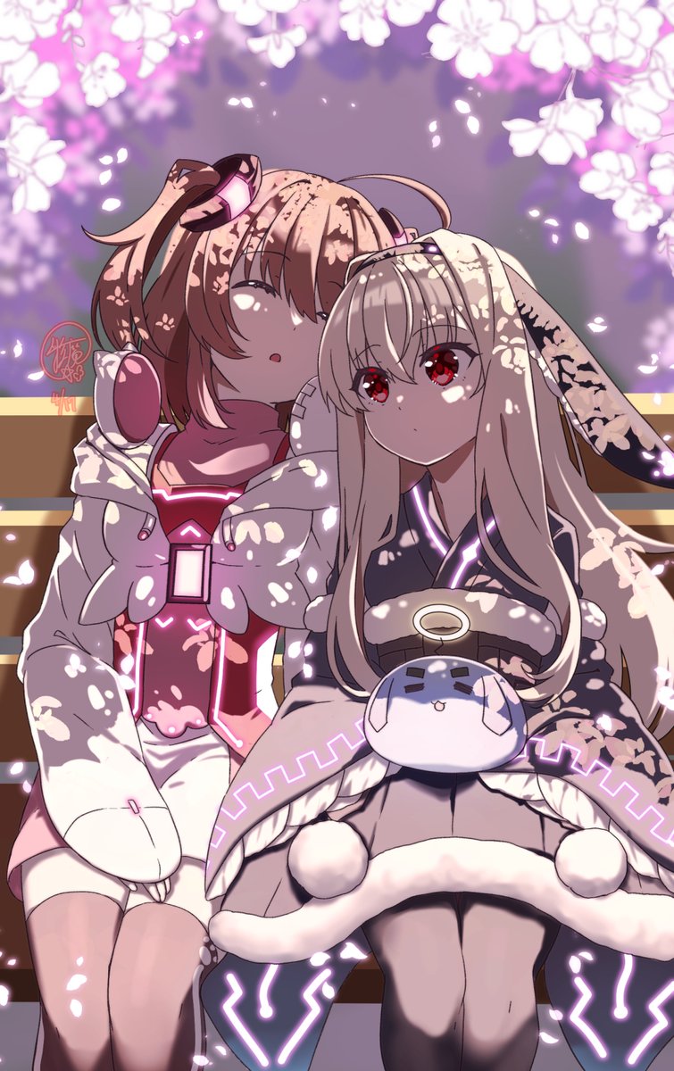 桜ミク 「本日のお題が「#春」なので 春と言えば最初に思い浮かぶのが桜ですかね。 あとは桃」|星華　彩二魔＠100日チャレンジ中のイラスト
