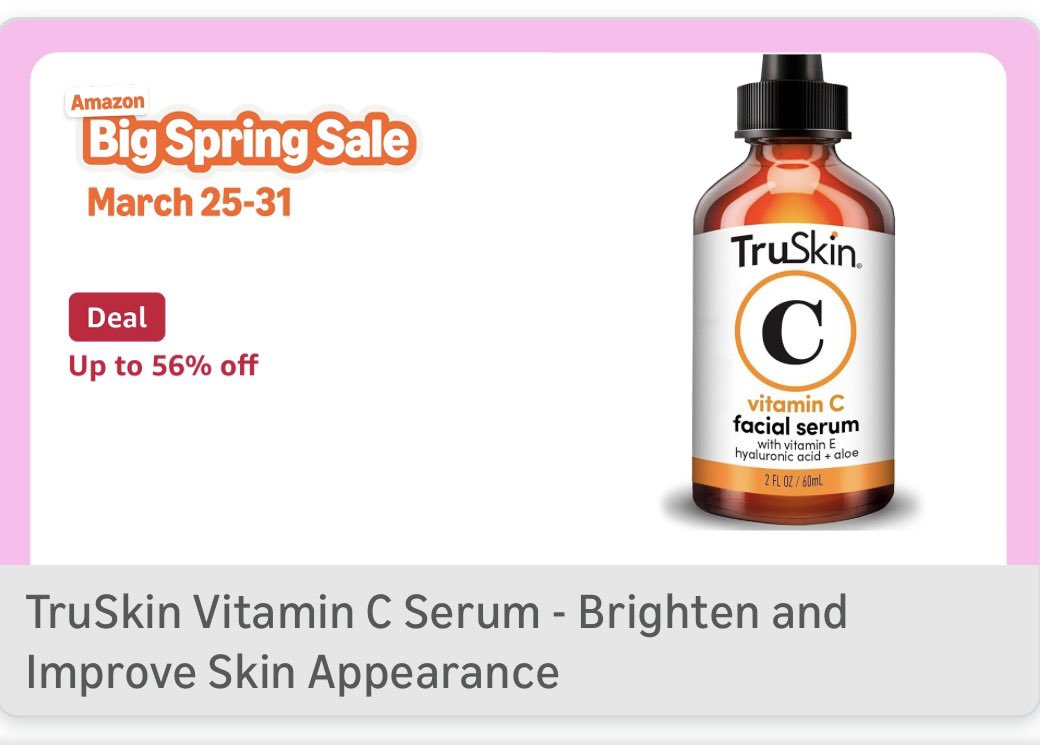 alwaysblabbing1's tweet image. The glow-up is ON SALE! ✨🍊
Score TruSkin Vitamin C Serum for up to 56% off during the #AmazonBigSpringSale. It’s the perfect time to refresh your skincare routine on a budget! 🌸💄
Link in bio to shop! 🛒 #AmazonDeals 

go.shopmy.us/p-49460258

#ad — I earn a small commission