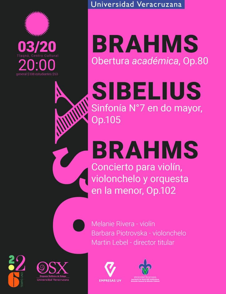 RadioUV's tweet image. Domingo de #OSX en Radio UV 🎶

Escucha la retransmisión de un concierto con obras de Brahms y Sibelius, con la participación de Melanie Rivera en el violín y Barbara Piotrowska de Navarrete en el violonchelo.

📻 12:00 h | 90.5 FM | En línea: bit.ly/radiouvenlinea