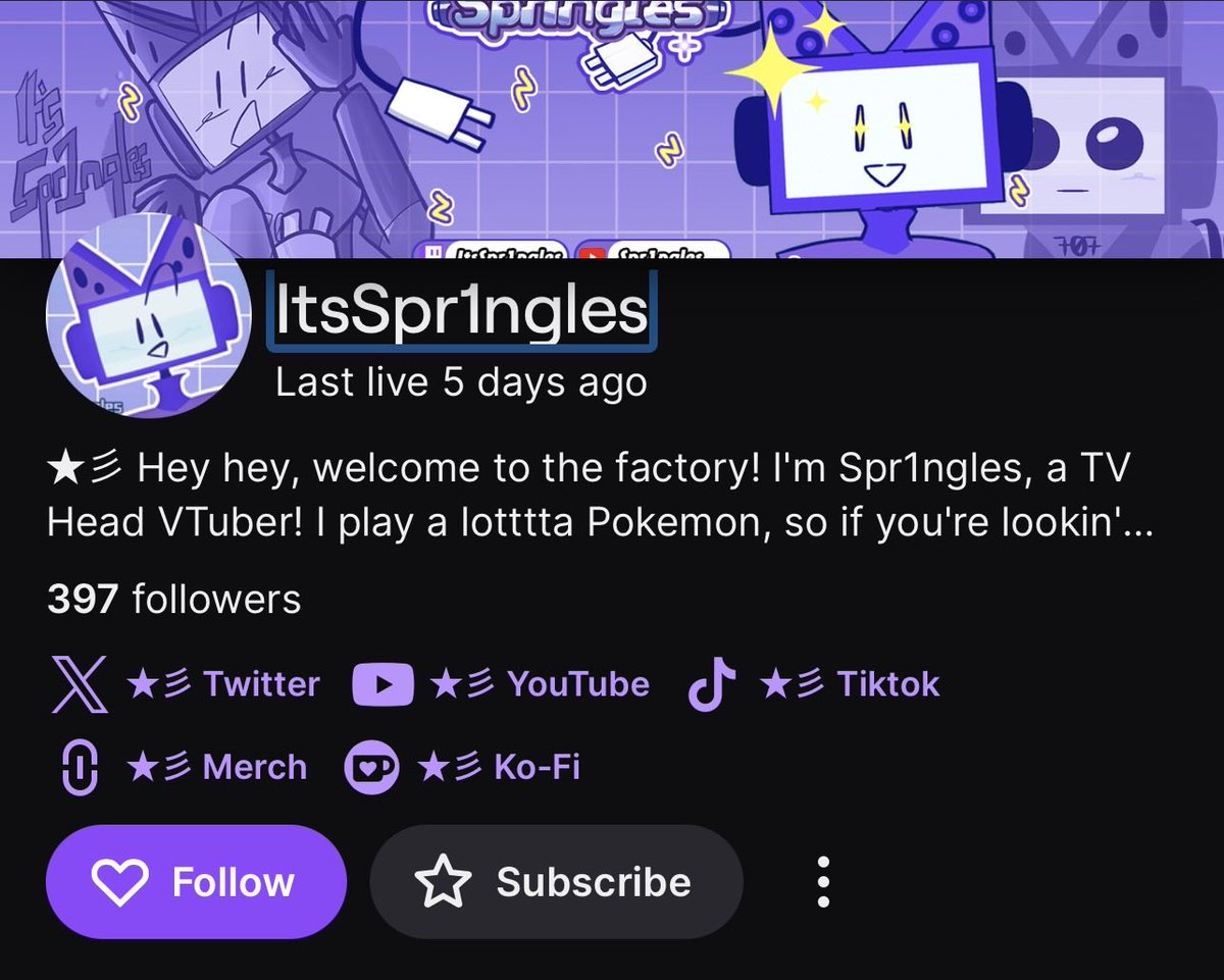 ★彡 𝗦𝗣𝗥𝟭𝗡𝗚𝗟𝗘𝗦 📺💜 TV Head VTuber tweet media