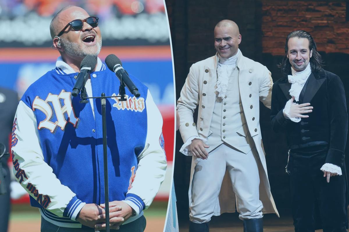 nypostsports's tweet photo. 'Hamilton' star botches national anthem before Mets Opening Day https://t.co/UqqXNDaXP0 https://t.co/LLF7Po9tB5