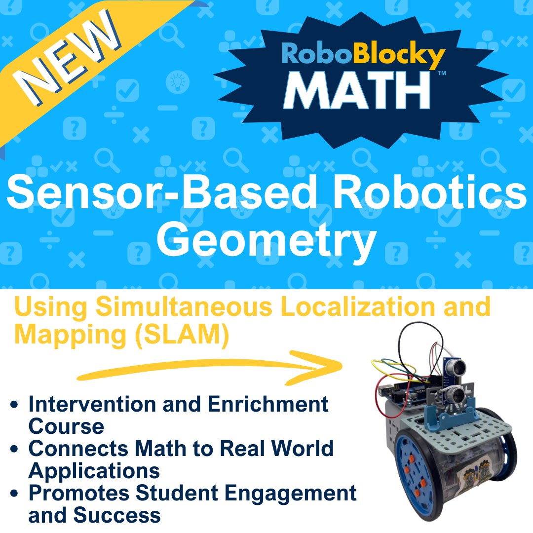 linkbots's tweet photo. 🤖 Sensor-Based Robotics Geometry 🤖
— A Math Intervention/Enrichment Curriculum Using Simultaneous Localization and Mapping (SLAM)

Students discover how geometry powers robotic movement and navigation through real-world applications. See it in action: https://t.co/0bvOqchp6F https://t.co/CP4tfH0O9L