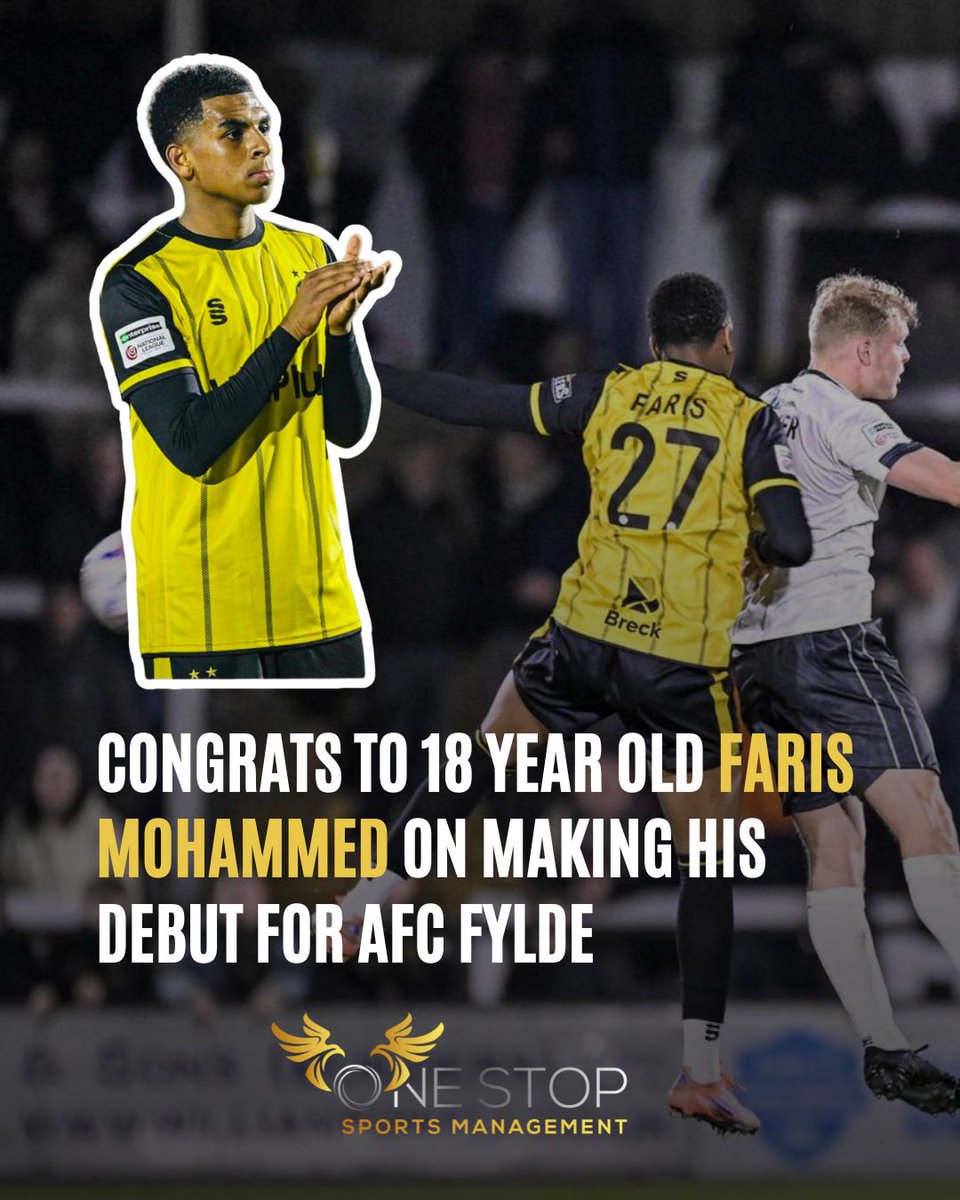 OneStopSportsM's tweet photo. Congrats to 18 year old Faris Mohammed on making his debut for AFC Fylde. Hard work paying off and more to come 👏🏽 https://t.co/RH0Qo65fb2