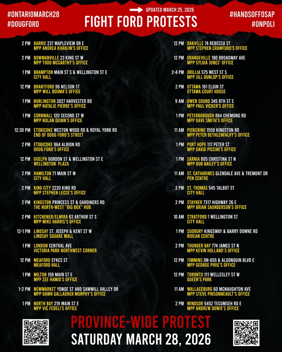 ChantalsBack's tweet image. 💥 Ontario, WAKE UP! 💥

Our hospitals are crumbling, schools are starving, social services are collapsing… yet billion-dollar fantasy projects keep getting funded. 
Time to 🛑 the nonsense!

📅 Sat March 28📍 Sudbury 
 #FundOurFuture #OntarioProtest #NoMoreExcuses #FightFord