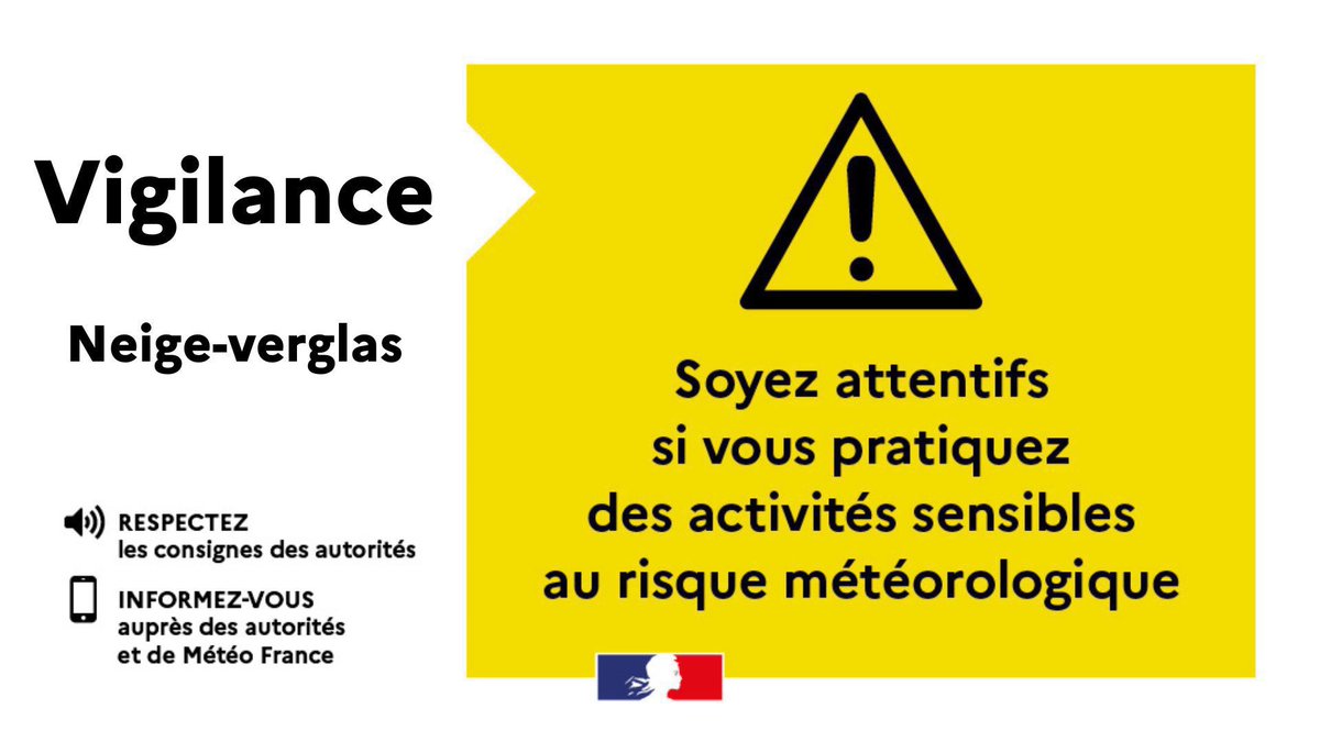 prefet59's tweet photo. ⚠️🟡#VigilanceJaune #Neige #Verglas
Le département du Nord est placé ce vendredi 27 mars 2026, de 00h00 à 09h00, en vigilance jaune neige-verglas.
Soyez prudents dans vos activités et déplacements. https://t.co/ciBkkWIKG8