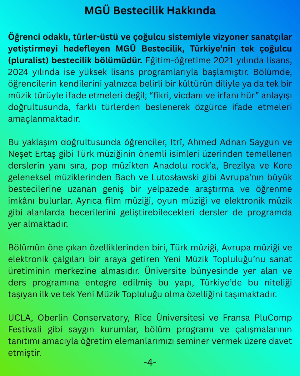 MGÜ BESTECİLİK İÇİN KAPATMA KARARI HAKKINDA KAMUOYU DUYURUSU