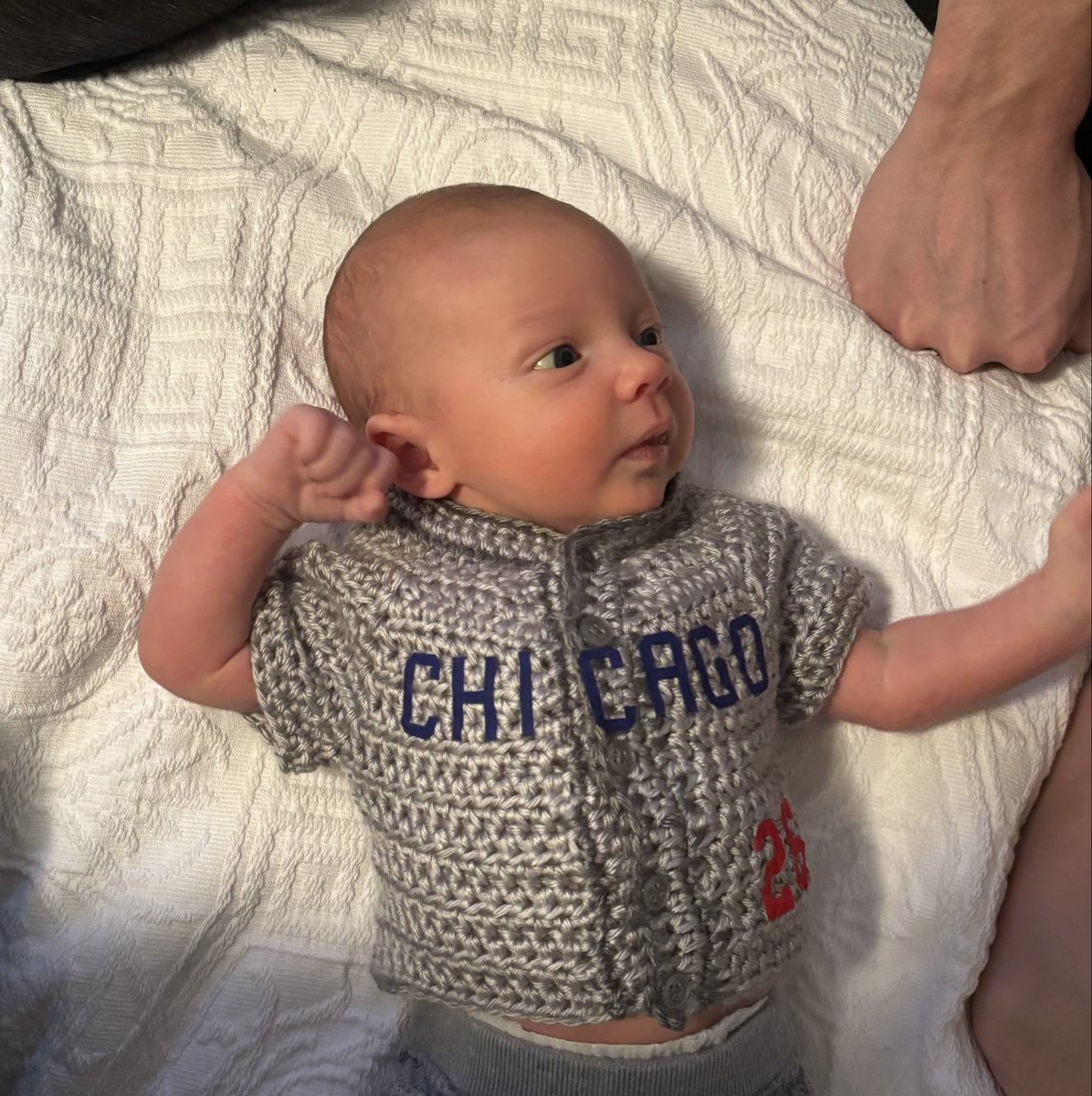 PaulBone4's tweet photo. @cubs @WatchMarquee @Taylor_McGregor @DOM_Frederic 
This fresh out soaking in his first opening day https://t.co/kErVxMpJpR