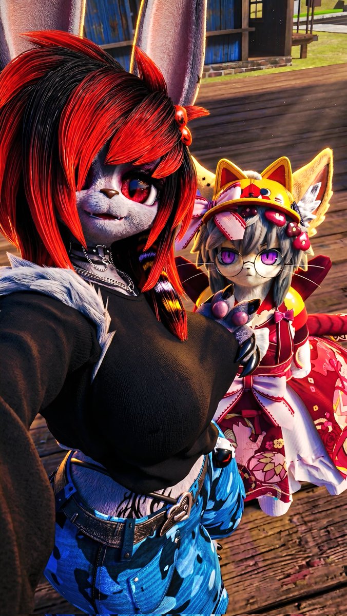 XFlopsyX's tweet photo. #VRChatAvatar #FurryArt #PawBeans #AltGoth #3DArtist #CamoFashion #Monokuma #Anthropomorphic #DigitalCharacter #NeonVibes https://t.co/BOeHJPGuAx
