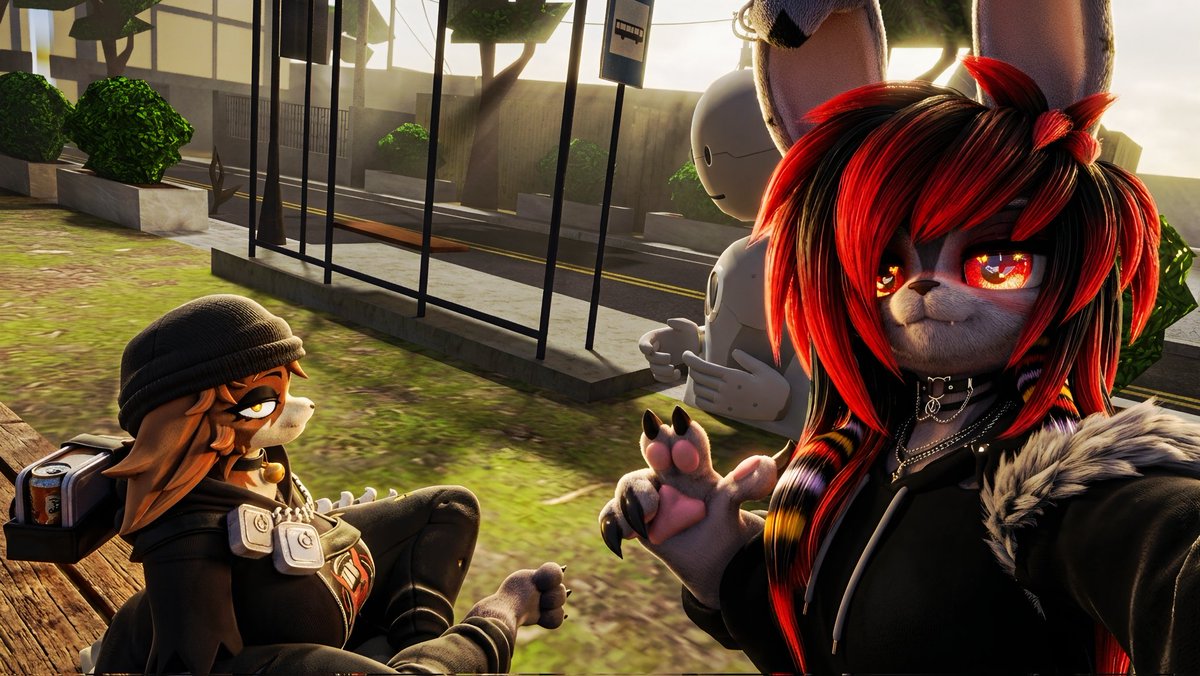 XFlopsyX's tweet photo. #VRChatAvatar #FurryArt #PawBeans #AltGoth #3DArtist #CamoFashion #Monokuma #Anthropomorphic #DigitalCharacter #NeonVibes https://t.co/BOeHJPGuAx